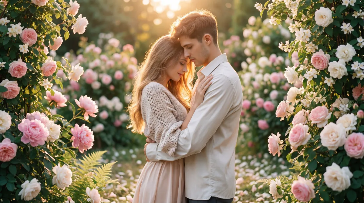 AI Valentines Day Background Generator Sample: Ethereal Floral Garden